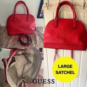 ❤️GUESS💋 Vibrant Red Satchel Purse with Removable Crossbody Strap